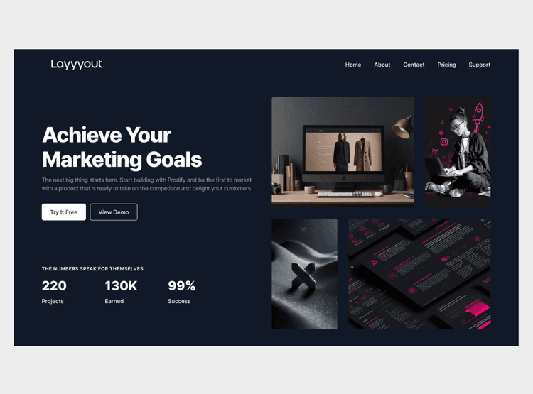 Layyyout Hero Header, Bold, Dark UI for Brands Image