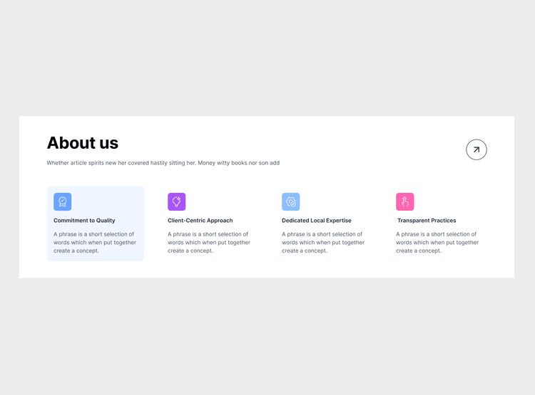 Light Theme About Layout With Cards Image