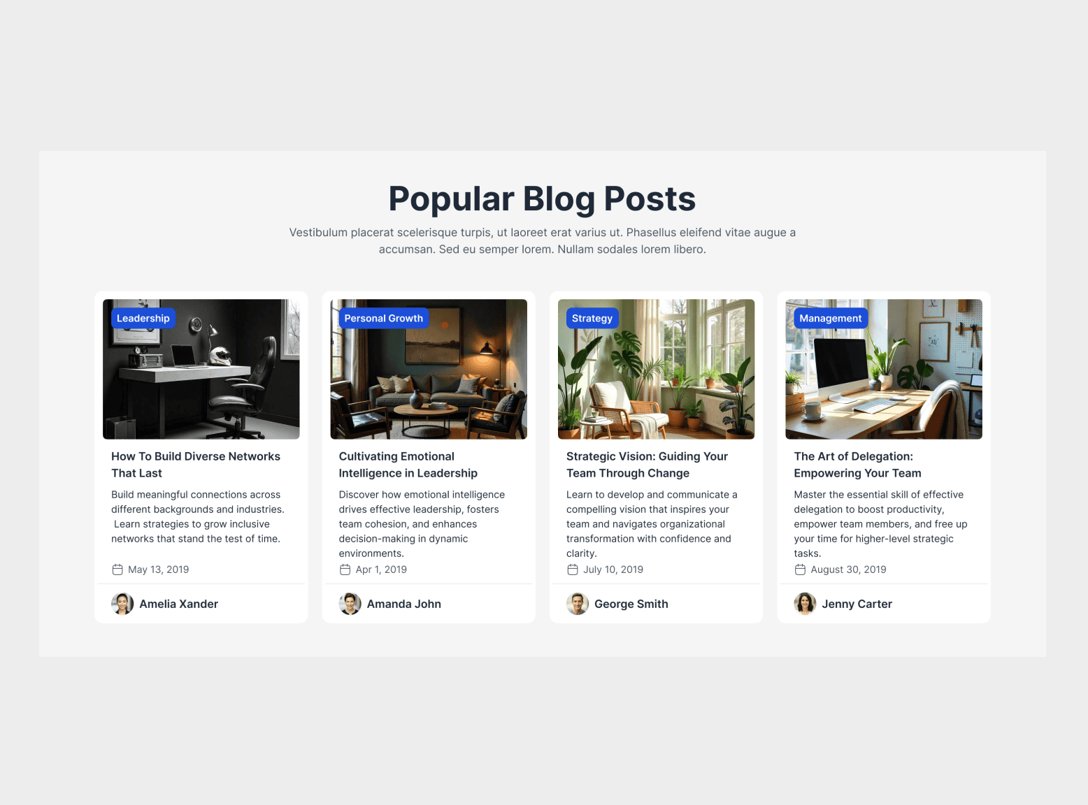 Blog Card Grid Component Layout